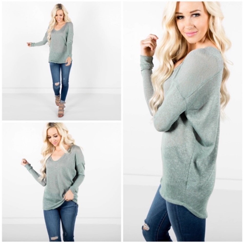 5 for $25 Summer weight light sage green knit cover top